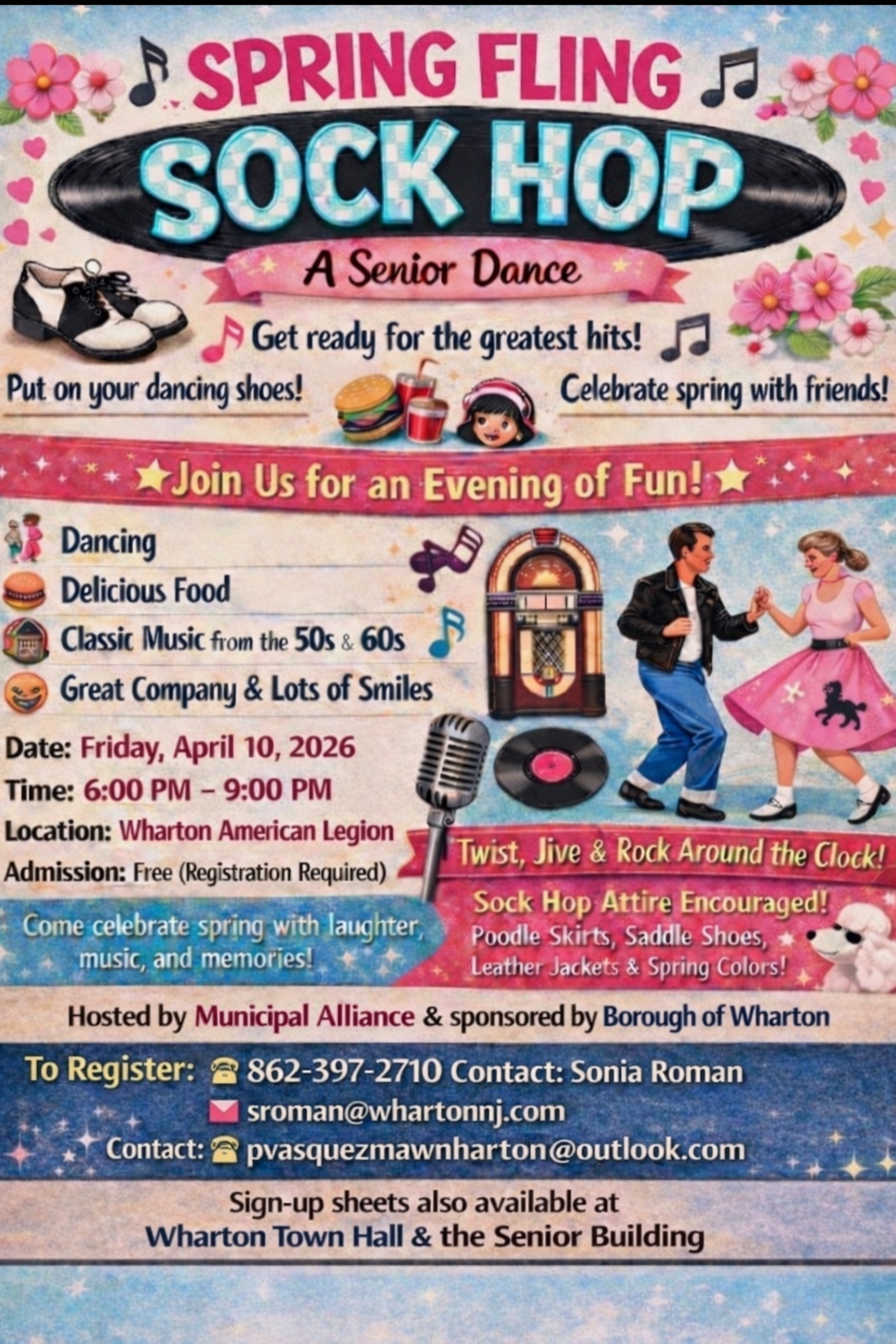Spring Fling Sock Hop Flyer
